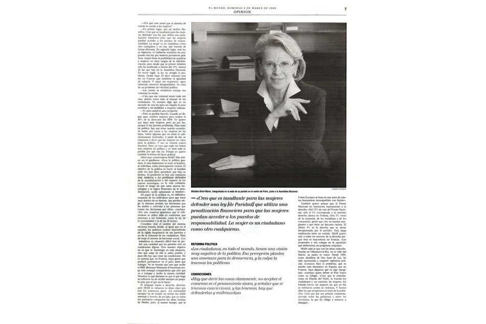 Portrait publié dans le quotidien El Mundo en mars 2000.
