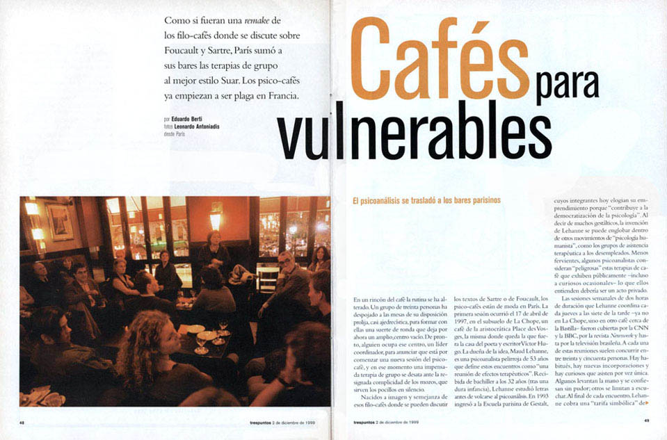 Reportage publié dans le Magazine 3 puntos, Argentine.