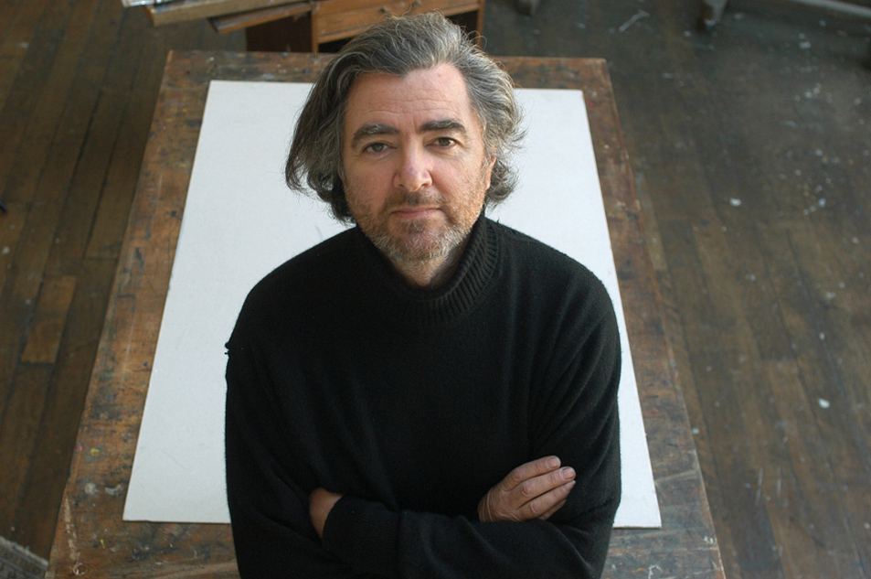 Ruben Alterio, peintre argentin, dans son atelier à Paris. 2003.