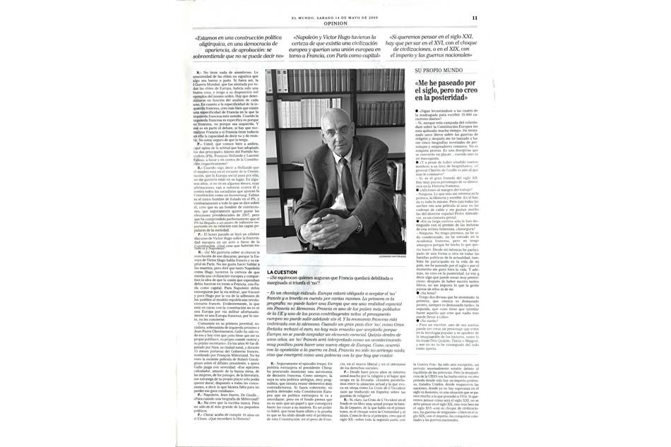Portrait publié dans le journal El Mundo. Le 09/05/2005.