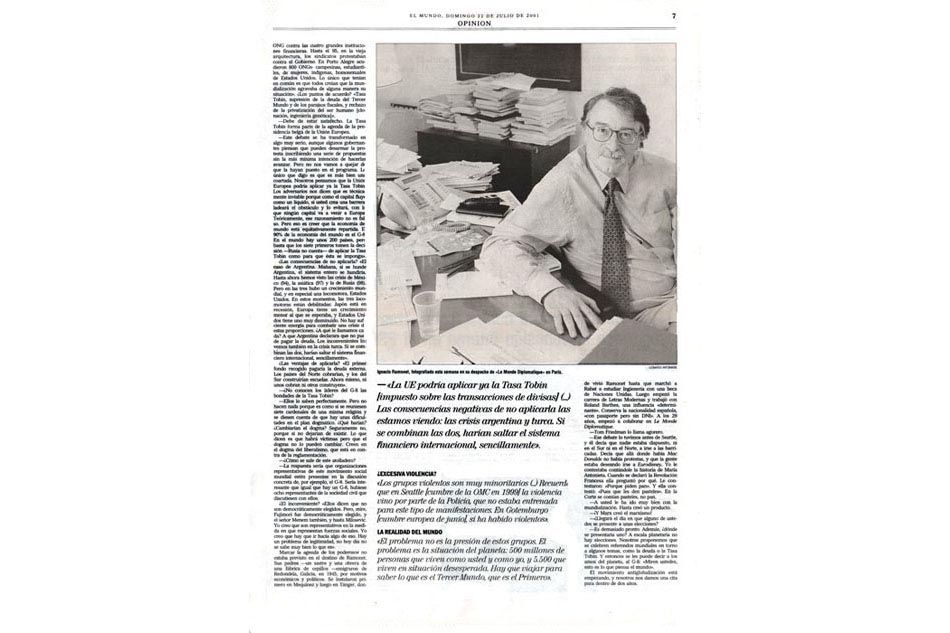 Portrait publié dans le quotidien El Mundo en juillet 2001.